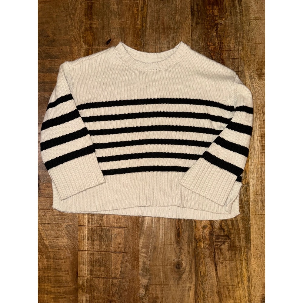 Baby Gap Kids Cream Navy Blue Striped Cotton Knit Sweater 5 Years Toddler